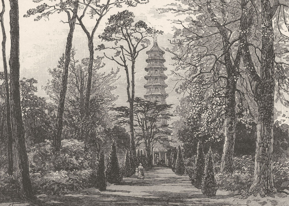 LONDON. The Pagoda in Kew Gardens 1901 old antique vintage print picture